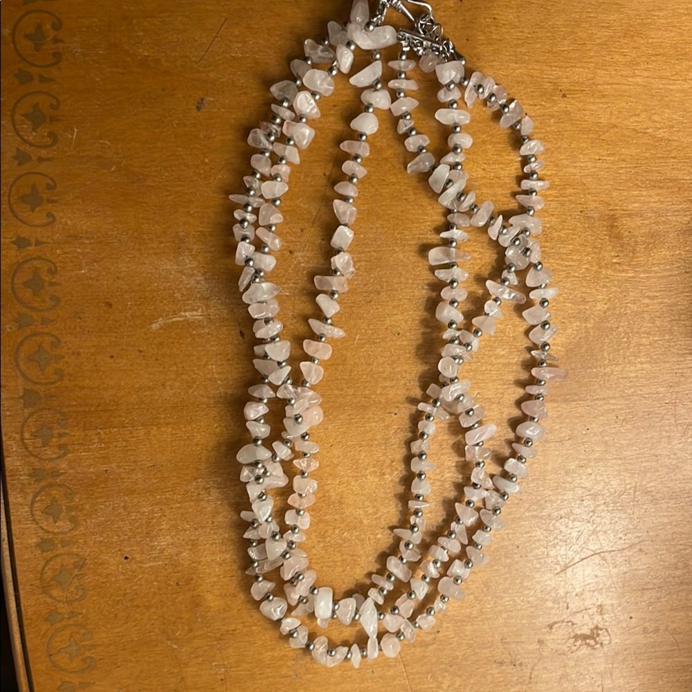 Rose Quartz Necklace with Silver Accents